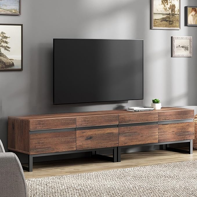 WAMPAT Modern TV Stand for 50-75 Inch TVs, Wood Entertainment Center by WAMPAT
