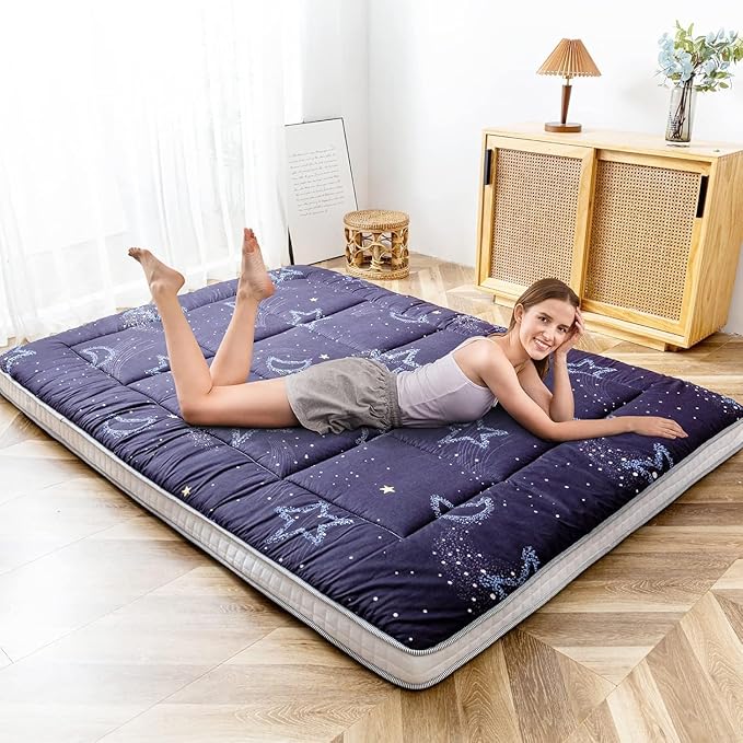 MAXYOYO Black Moon and Star Futon Mattress, Japanese Floor Mattress Quilted - Image 6