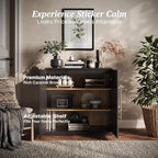BELLEZE 3 Tier Bookshelf with Double-Arc Door, Modern Bookcase Shelf with - Image 4