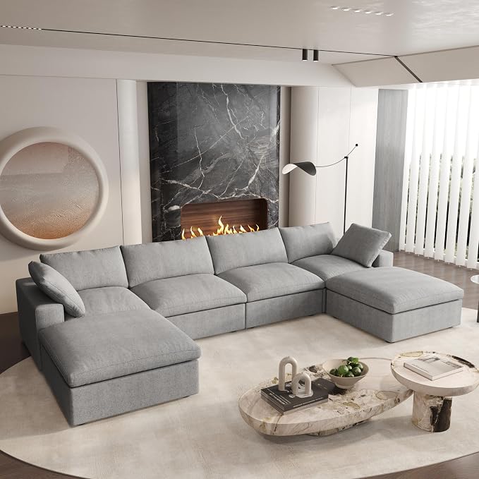 Cloud Modular Sectional Sofa Couch, 160.6" U Shaped Convertible Couches - Image 3