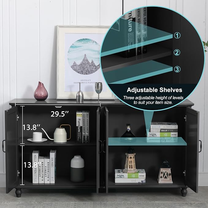 Scurrty 62'' Coffee Bar Cabinet Kitchen - Image 8