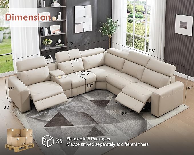AMERLIFE Power Recliner Sectional Sofa - Image 2
