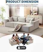Corduroy Modular L Shape Sofa, Cloud Feel Compressed Sectional Couch - Image 4