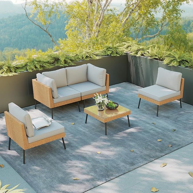 Aoxun Patio Furniture Set, 5 Piece Outdoor Sectional Sofas - Image 8