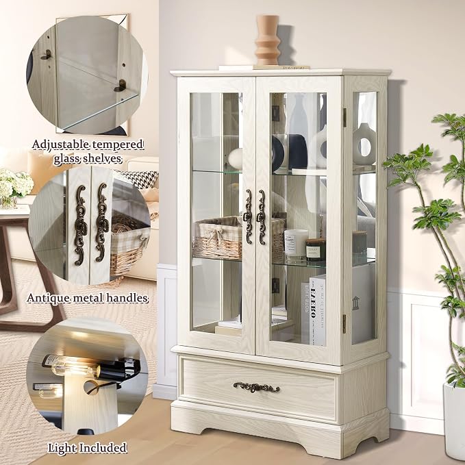 Lighted Glass Curio Display Cabinet - Image 3