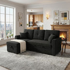 L Shaped Sectional Couch with Storage and Pull Out Bed, 3 Seater Sleeper Sofas - Image 2