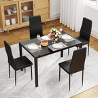 FDW | Dining Table Set for 4 | 5-Piece Glass Black Dining Table | Kitchen Table - Image 2