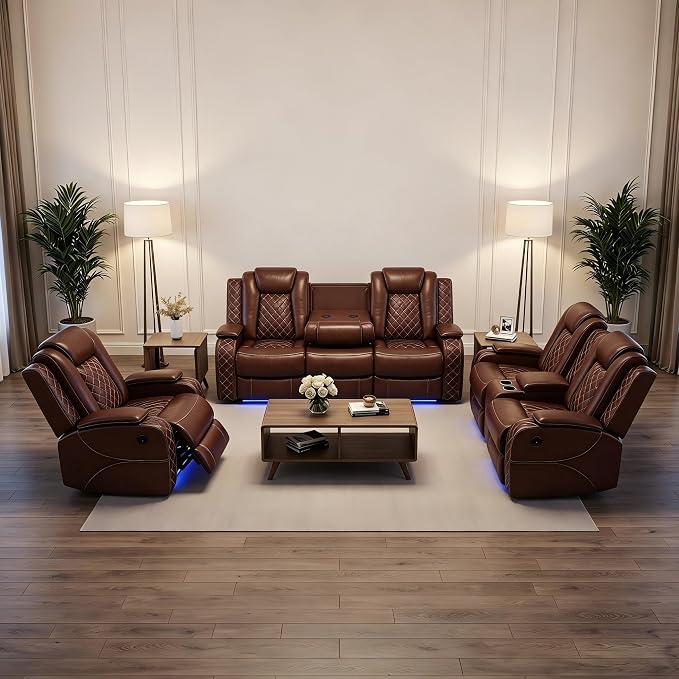 3-Piece Leather Power Recliner Sofa Set - Image 8