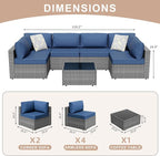 7-Piece Outdoor Patio Furniture Set, Modular PE Rattan Sectional Sofa - Image 2