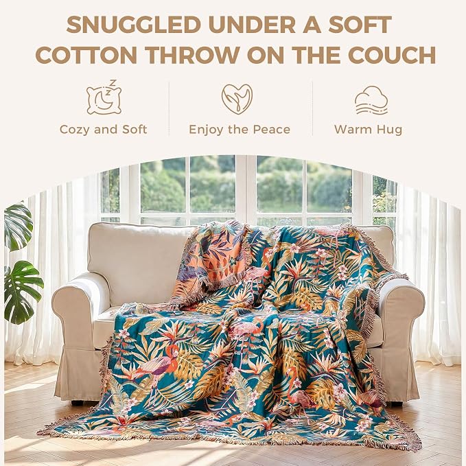 LUTBM Boho Throw Blanket for Couch Sofa Chair Cotton Summer Blankets for - Image 4
