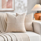 Fancy Homi 2 Packs Tan Decorative Throw Pillow Covers 16x16 Inch - Image 7