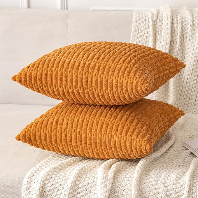 MIULEE Fall Decorative Throw Pillow Covers 16x16 Burnt Orange Pack of 2 | Soft - Image 3