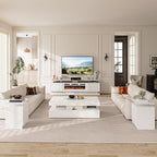 4-Piece Modern Living Room Table Set, Includes High Gloss 70" Fireplace TV Stand - Image 6
