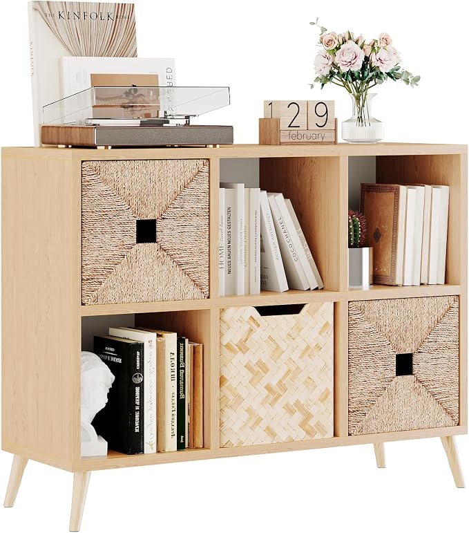 6 Cube Storage Organizer, Wood Bookcase by Flrrtenv