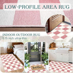 Pink White Checkered Rug - Image 5
