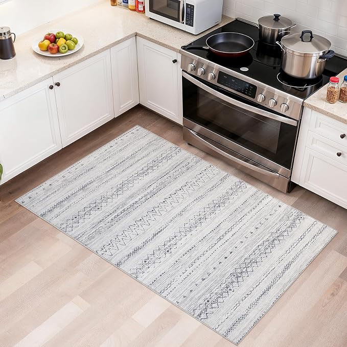 cotiled Washable 3x5 Entryway Rugs: Boho Moroccan Soft Small Rug | Solve Modern - Image 3