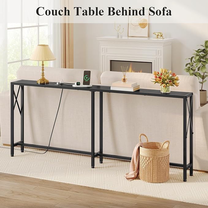 Gewudraw Console Table Narrow Long, Behind Couch Table - Image 7