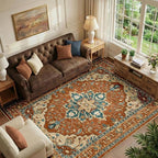 RELEANY Washable Area Rug, Water Repellent, Pet Friendly, Vintage Floral Boho - Image 3