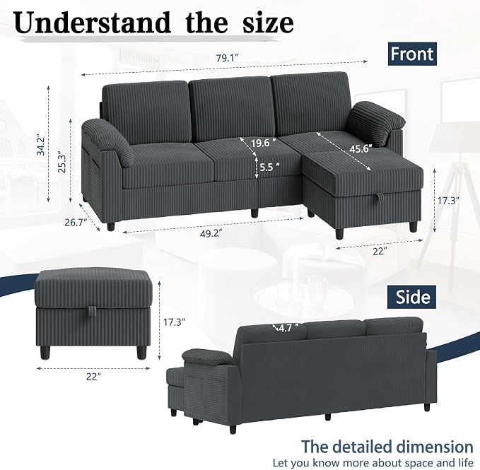 Sectional Couches for Living Room, L Shaped Couch - Image 4