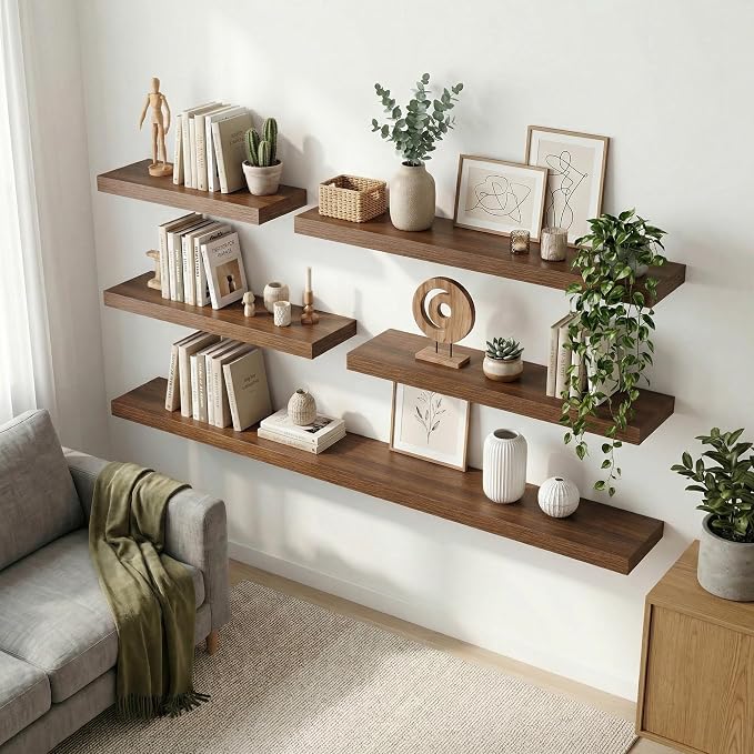 12 inch Deep Floating Shelves for Wall, 24 inch Wide Engineered Wood Wall - Image 2