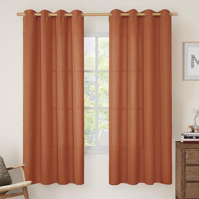 Terracotta 72 Inch Linen Curtains by LAMIT