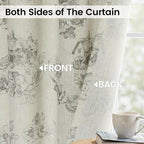 Yakamok 84 Inches Grey Floral Linen Textured Curtains - Image 3