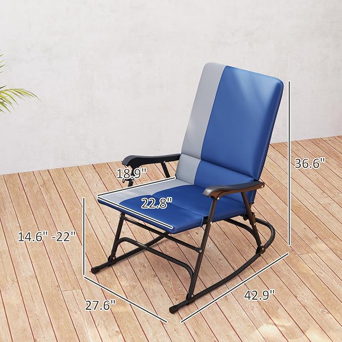 Outsunny Folding Outdoor Rocking Chairs Set of 2, Oversized Outdoor Rocking - Image 3