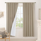 100% Blackout Natural Linen Curtains 78 Inches by LAMIT