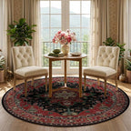 RELEANY Washable Area Rug, Round 5ft, Water Repellent, Pet Friendly, Vintage - Image 3