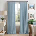 Dusty Stone Blue Completely Blackout Curtains Back Tab Loop Pocket Bedroom - Image 9