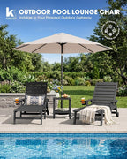 KINGYES HDPE Lounge Chair Outdoor, Patio Chaise Lounge Recliner - Image 8