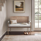 Madison Park Willshire Natural Rattan Settee, Upholstered Seat - Image 9