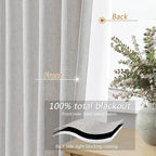 Natural Extra Long 100% Black Out Curtains 120 Inch Length 2 Panels Set - Image 4