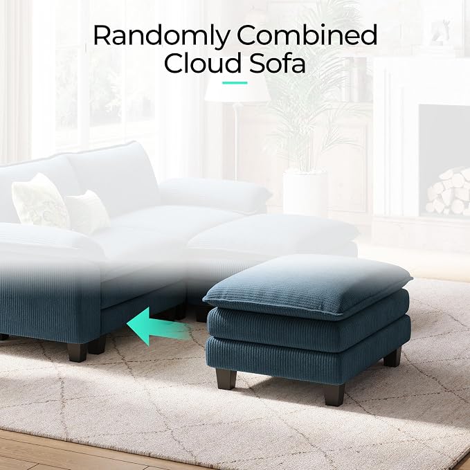 LINSY HOME 90" Modular Cloud Love Seat Sofa, Corduroy Soft Sectional Couch - Image 6