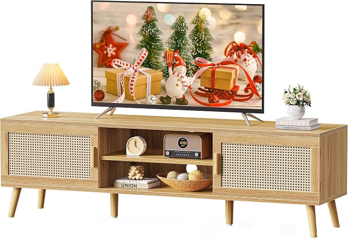 SUPERJARE Boho TV Stand for 75 Inch TV, Entertainment Center by SUPERJARE
