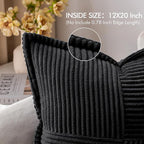 MIULEE Decorative Lumbar Throw Pillow Covers 12x20 Inch Black 2 Pack | Boho - Image 2