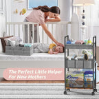 LIDTOP 2In1 Baby Diaper Caddy & 3-Tier Rolling Diaper Cart, Diaper Caddy - Image 4