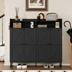 BORNOON Shoe Cabinet with 4 Flip Drawers Narrow Shoe Storage Cabinet Organizer - Image 4