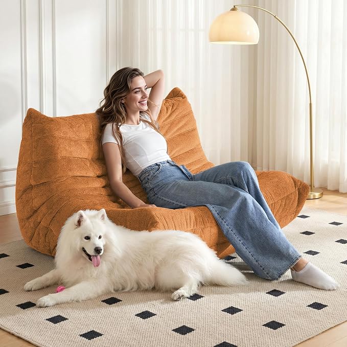 Bean Bag Chair, 2 Seater Lazy Bean Bag Sofa Memory Foam Couch, Giant Bean Bag - Image 2
