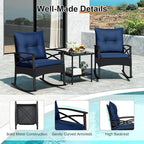 Tangkula 3 Pieces Outdoor Rocking Chairs Set, Rattan Heavy Duty Cushioned - Image 9