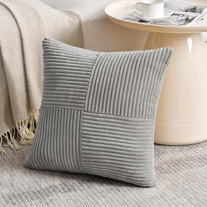 Fancy Homi 2 Packs Grey Euro Decorative Throw Pillow Covers 28x28 Inch - Image 2