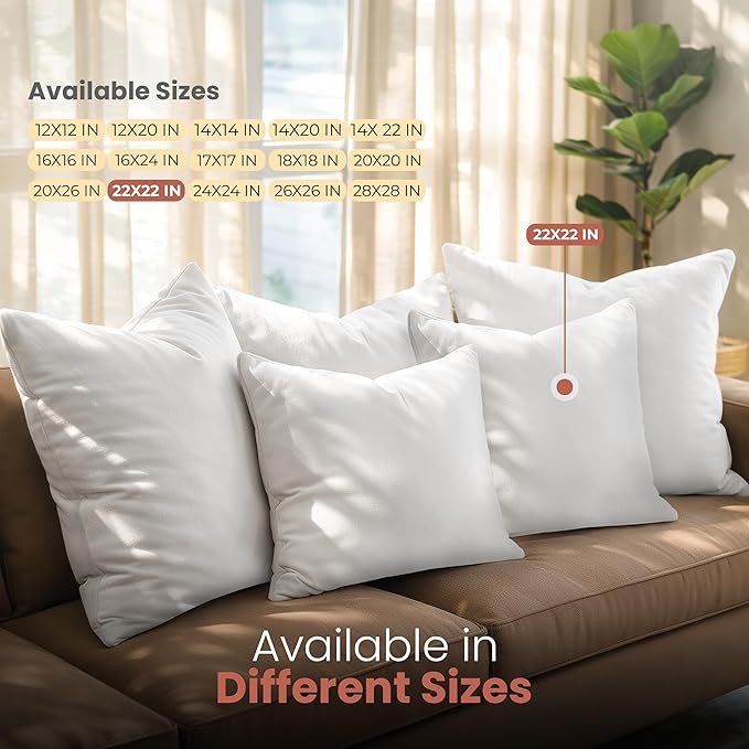 Utopia Bedding 22x22 Pillow Inserts, 2 Pack | Indoor cushion inserts - Image 6