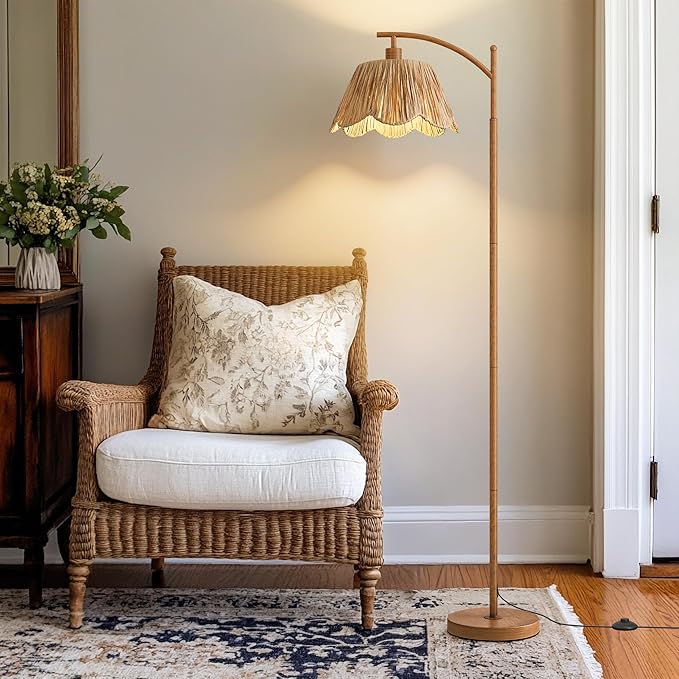 Oneach Rattan Floor Lamp for Bedroom, Boho Floor Lamp - Image 6