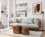 Round Nesting Coffee Table Set of 2, Modern Wooden Circle Burl Accent Tables - Image 8