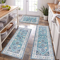 HEBE Boho Kitchen Rugs Set of 3, Non Slip Washable Kitchen Mats by HEBE