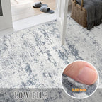 3x14 Washable Runner Rug：Modern Abstract Soft Carpet Blue Grey | - Image 7