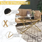 HLR Round Coffee Table with Black Faux Marble Top - Image 3