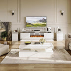4-Piece Modern Living Room Table Set, Includes High Gloss 70" Fireplace TV Stand - Image 2