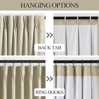 Vision Home Sand Pinch Pleated Full Blackout Curtains Linen Blended Room - Image 5