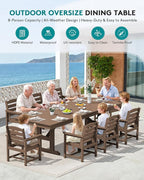 SERWALL Outdoor Dining Table, All Weather HDPE Patio Dining Table - Image 7